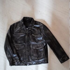 Distressed Leather Pocket Jacket | Unisex | FOUND CO.